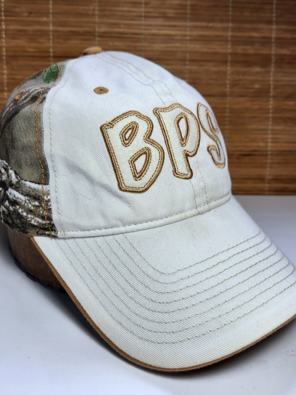 Bass Pro Shops BPS Hat Beige Tan RealTree Camo Strapback Fishing Baseball Cap